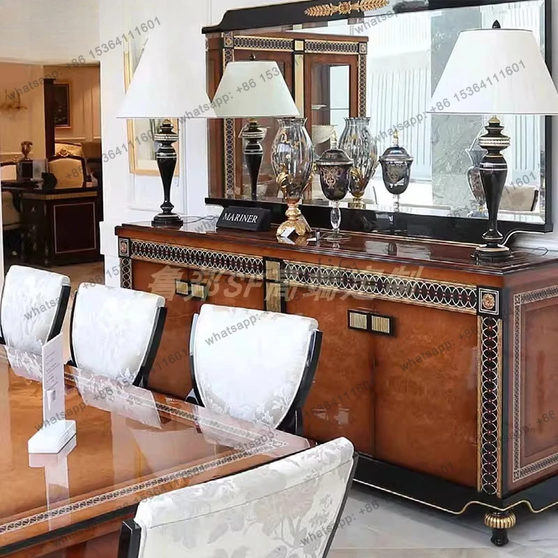 French side cabinet European villa porch large apartment palace French solid wood four-door tea cabinet