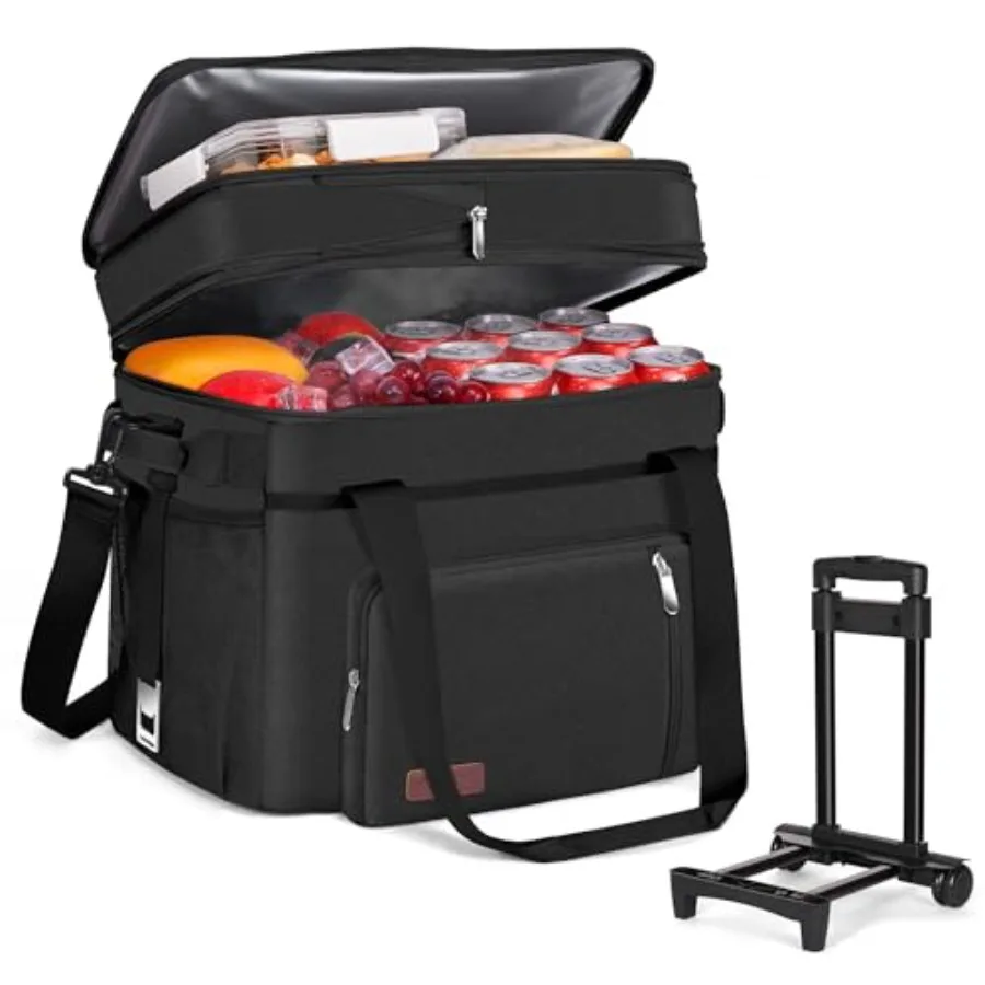 

Cooler Bag Double Deck - 60 Can Leakproof Insulated Portable Soft Lunch Cooler, Extra Large Expandable Ice Chest Cooler for Bea