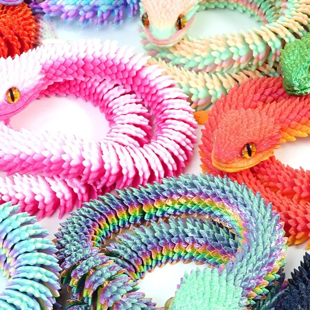 XPJBKC Serpiente Articulada Impresa En 3D – 60 Cm De Plástico PLA Flexible, Juguete Anti-Estrés Con Articulaciones Móviles, Decoración De Oficina Y Hogar, Regalo Original Para Niños Y Adultos