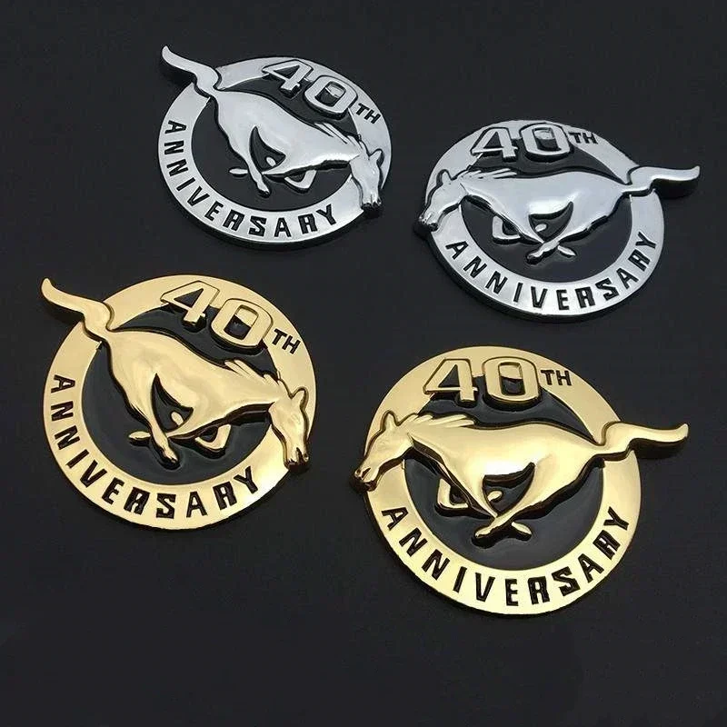 Car Accessories 8X7CM Running Horse 40TH ANNIVERSARY Logo Emblem Metal Badge Rear Turnk Car Sticker for Ford Mustang Shelby GT - view 4