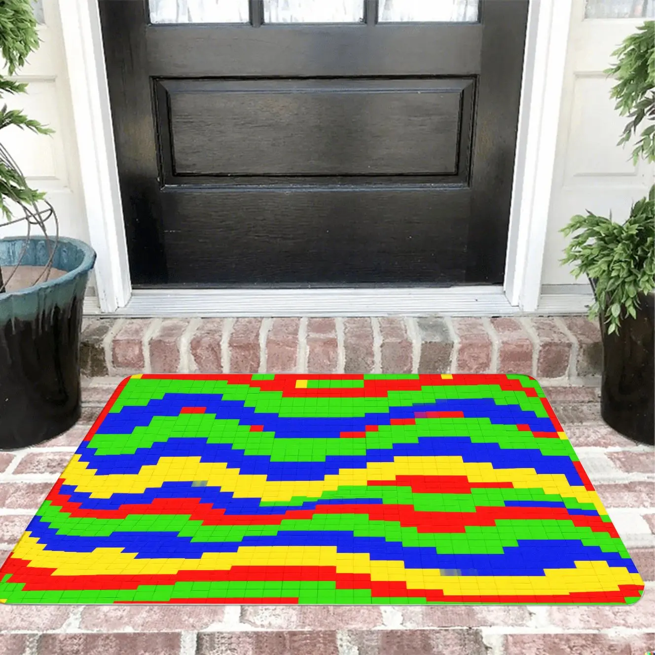 MatMuse-alfombrilla de tierra de diatomeas suave para el hogar, diseño de bloques de Color ondulado, antideslizante, de secado rápido, 3D, Trompe L'oeil, alfombra única