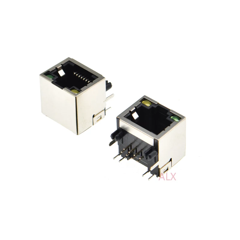 5/10PCS RJ45 Network Ethernet FEMALE SOCKET with light RIGHT ANGLE 56 8P8C female jack connector