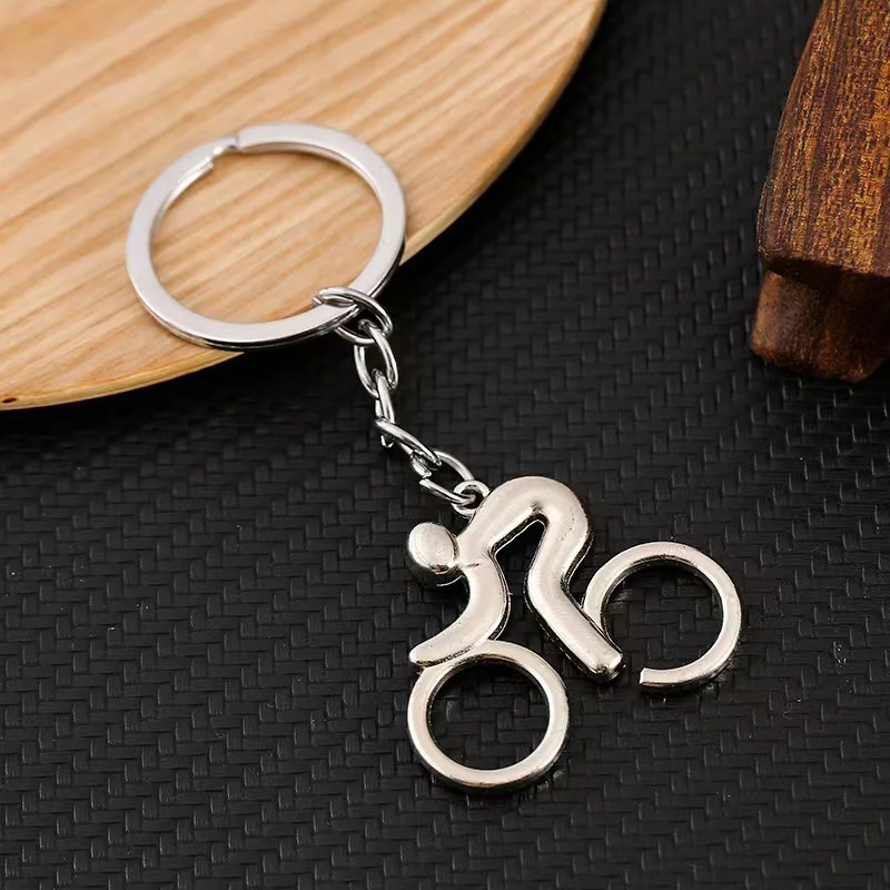 1pcs Sport Man Keychain Metal Bicycle Bike Cycling Riding Keyring Key Chains Hanging Accessories