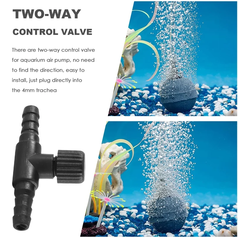 30 Pieces 2-Port Fish Tank Valve Plastic Air Pump Control Valve Aquarium T-Shaped Control Valve