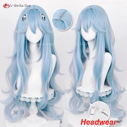 High Quality Anime EVA 100cm Long Ayanami Rei Cosplay Wig Cyan Blue Curly Hair Heat Resistant Halloween Party Wigs + Wig Cap