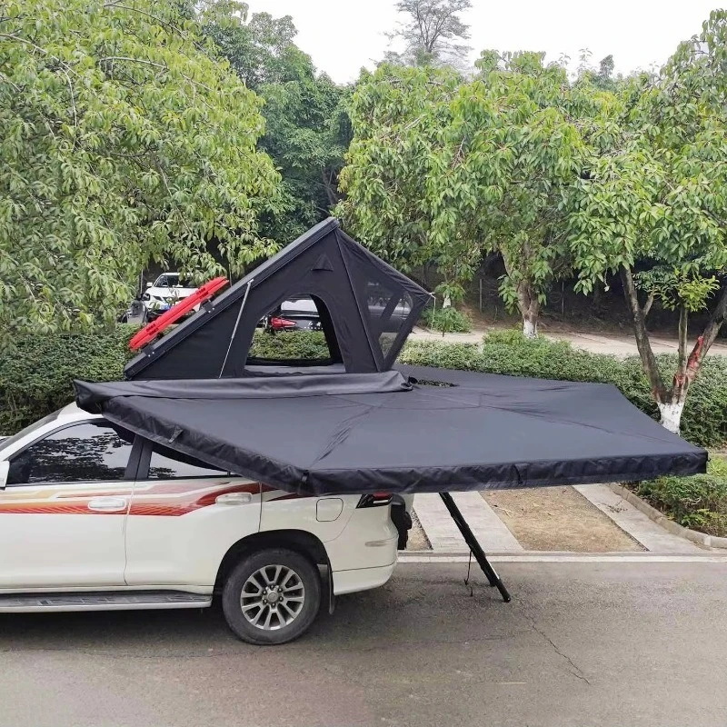 Wholesale Solar 3-4 People Waterproof Triangle Car Roof Tent Hard Shell Awning Camping Tent
