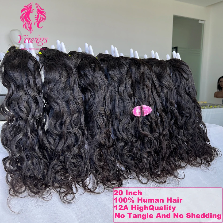 Yiwigs 12A Grade Vietnamesische Wasserwelle 100 % Rohes Echthaar Bundles Natürliche Welle Lockige Unverarbeitete Haarwebart Extensions dick