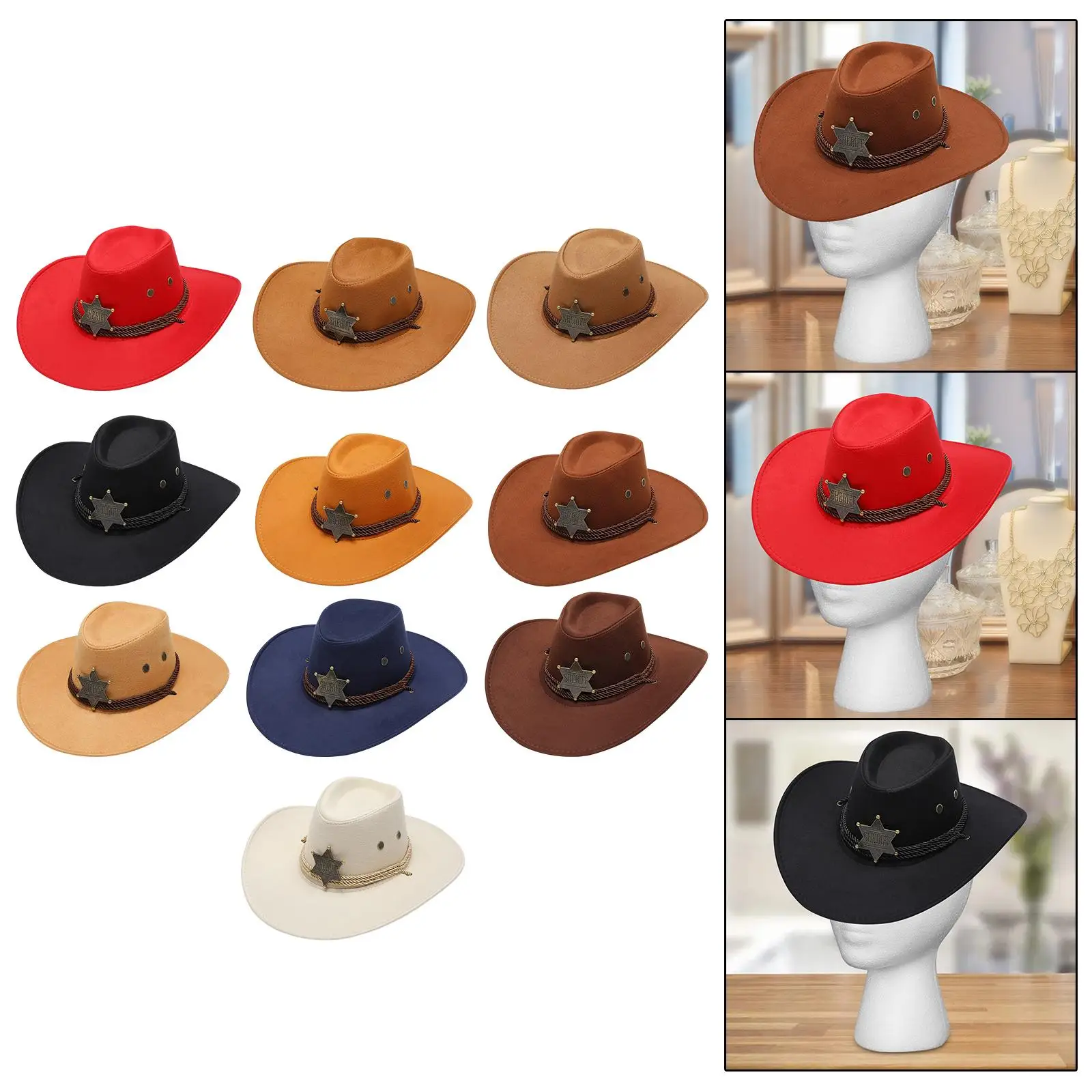 Western Cowboyhoed Dames Sombrero met verstelbare kinband Zomer buitenhoed