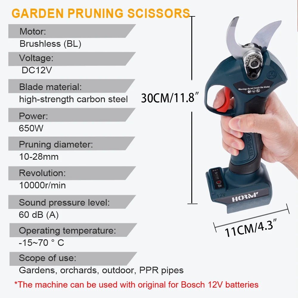 12V Brushless Electric Pruner Pruning Shear Scissors High Speed Efficient Tree Bonsai Pruning Branches Cutter Landscaping Tool