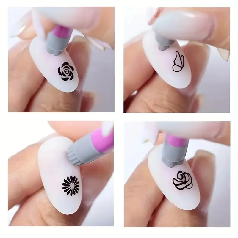 4/6/10pcs Butterfly Flower Nail Art Stamp Pen Nail Diy Graffiti Stamp Dotting Pen Handicraft Nail Art Flower Stamp Manicure Tool