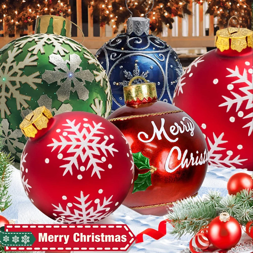 

60CM Christmas Ball Decoration Outdoor Xmas Ornament Christmas Tree Decoration PVC Inflatable Balloon Home Christmas Gift Party