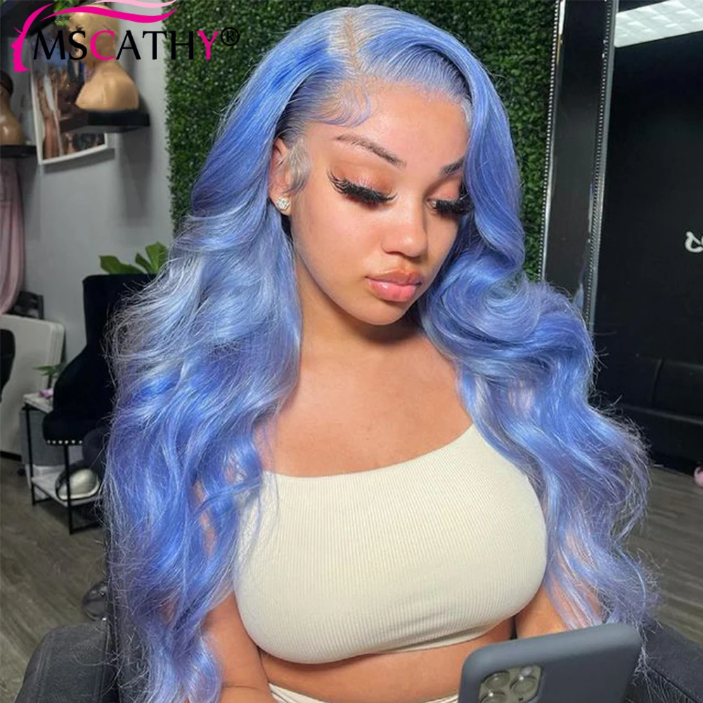 Body Wave Lace Front Wig For Women Human Hair Lake Blue  Preplucked Hairline Brazilian Remy Hair 13x4 HD Transparent Lace Wigs