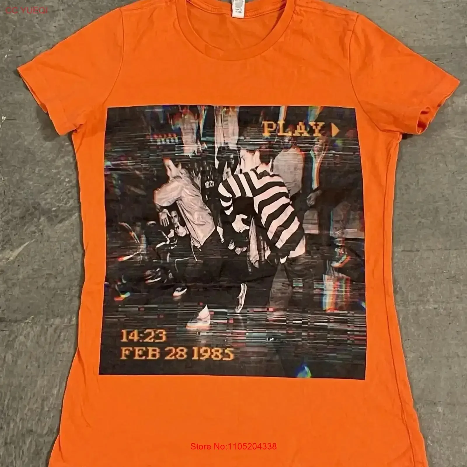 Women s 80s Breaking Dancing Photograph Picture Orange T Shirt Large vintage Washed Comfortable Versatile Breathable fashion