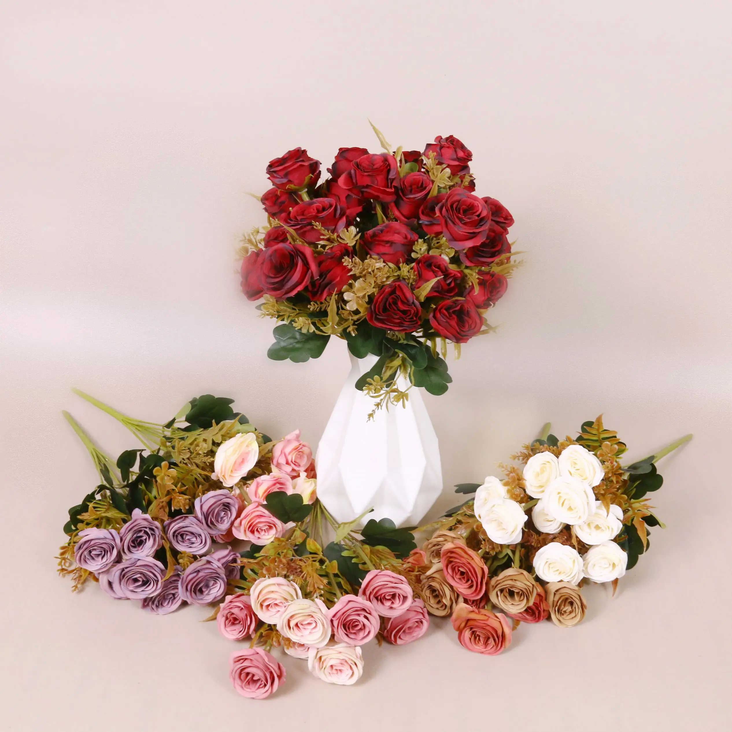 

Peonies Design Simulated Flowers Colorful Terrain Model European Style Peonies Scenery Model Landscape Brides Holding Flowers