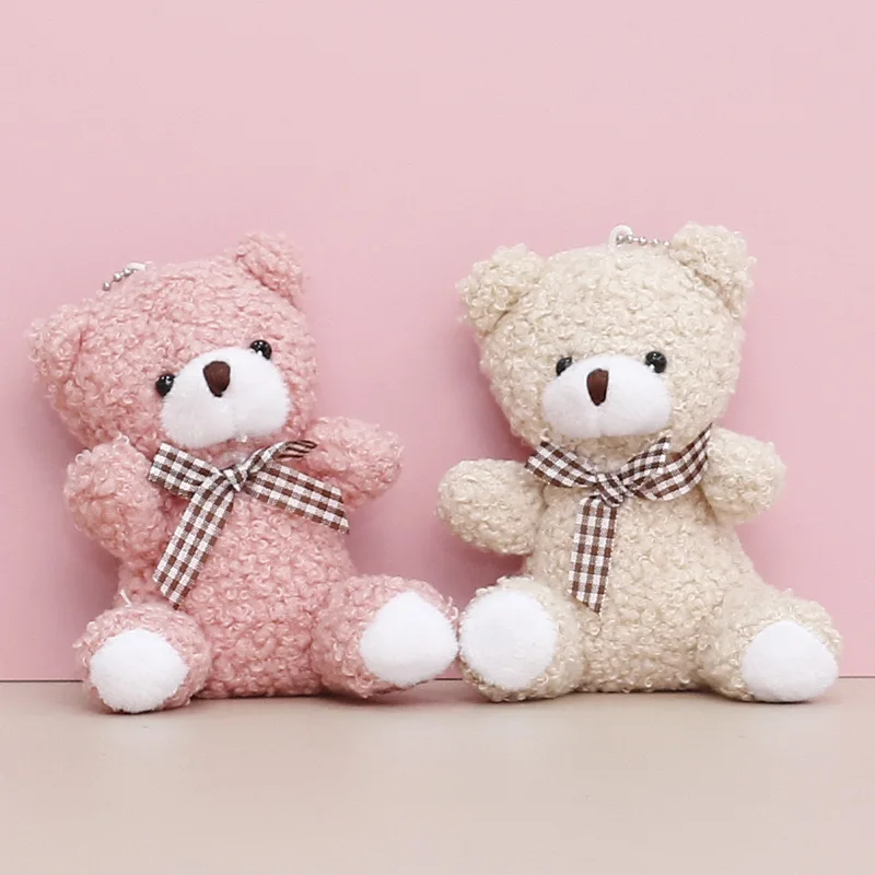 Wholesale kawai teddy bear plush keychains toys handbag backpack charm pendant accessories animals stuffed bear plush keychain