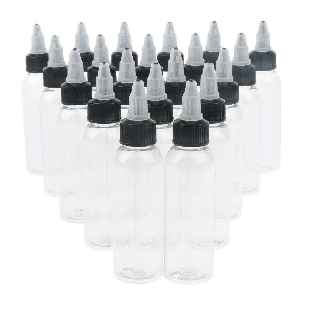 20 Pieces Empty Plastic Squirt Bottles for Condiments, Paint, Oil - 60ml / 30ml , 60ml