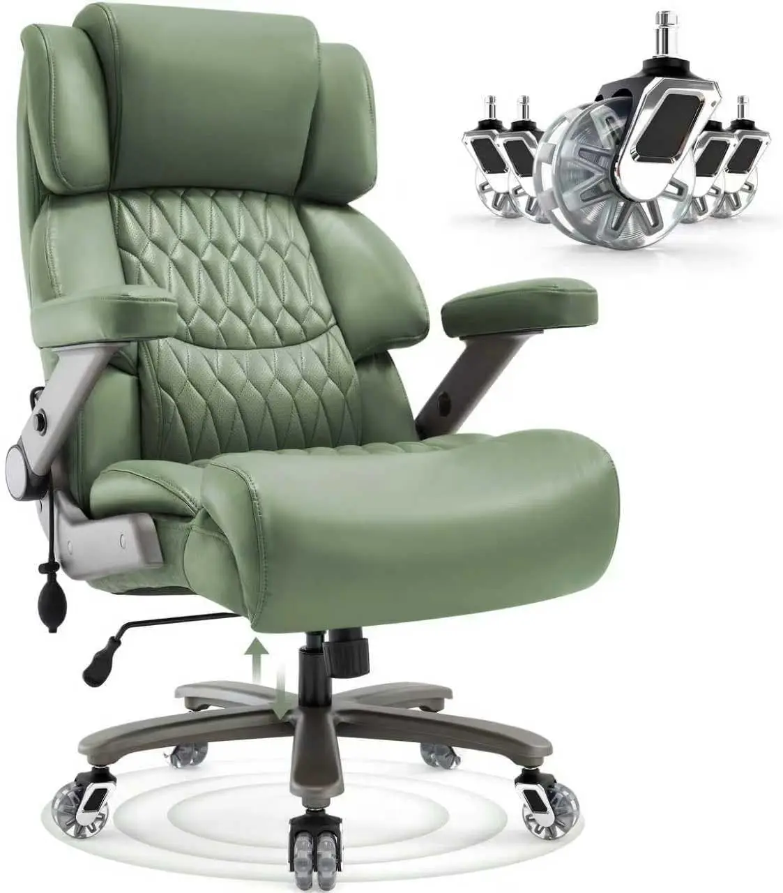 

Компьютерное кресло с 3D-подъемными подлокотниками, регулируемой поясничной опорой, сверхшироким сиденьем увеличенного размера, прочным металлическим основанием