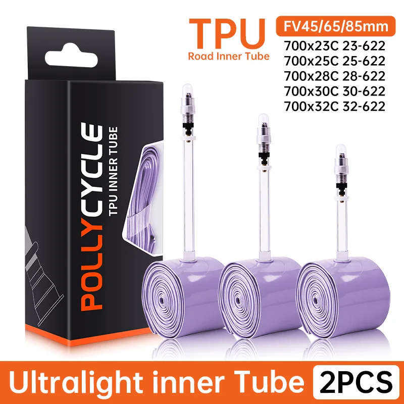 

2PCS Ultralight Bike Inner Tube 700X23 25 28 30 32C Road Bicycle inner tube Gas Puncture TPU Material FV45/65/85mm French Valve