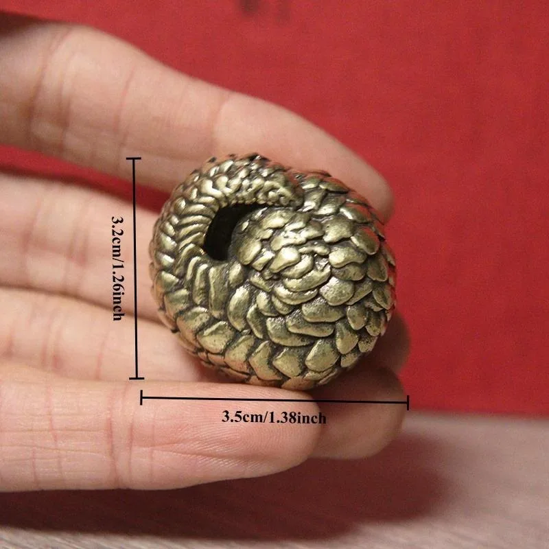 1Pc Solid Brass Spherical Pangolin Figurine Miniature Vintage Metal Animal Statue Home Decoration Desktop Ornament Craft