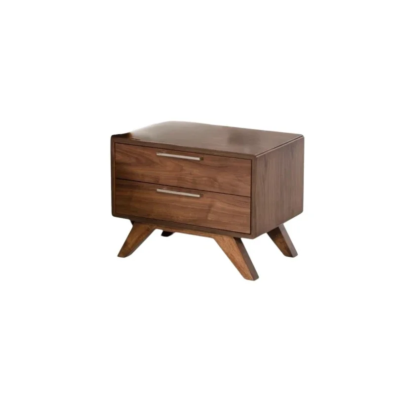 

Modern Deluxe Double Drawer Bedside Table Solid Wood Bedside Table Wireless Charging Apartment Bedroom Hospital Gym Use