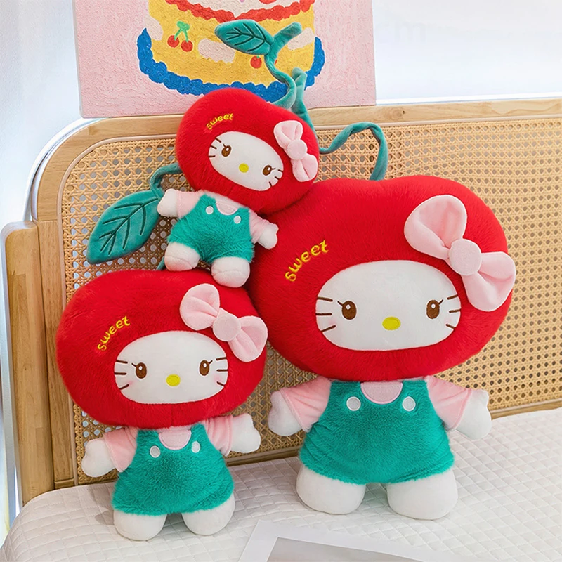 45 cm Sanrio Kawaii KT chat en peluche avec robe amovible Anime Hello Kitty peluche poupée chat mignon poupée pour enfants cadeau d'anniversaire