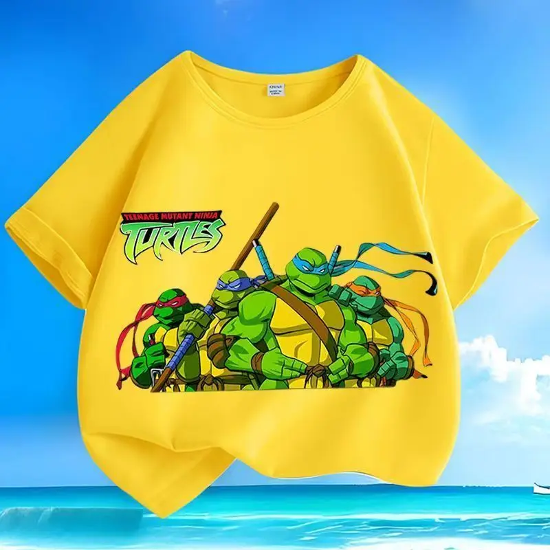 NickelodeonNinja Neuestes Modell – Weiches T-Shirt-Oberteil aus reiner Baumwolle mit Nick's Kinder-Ninja-Turtles-Muster