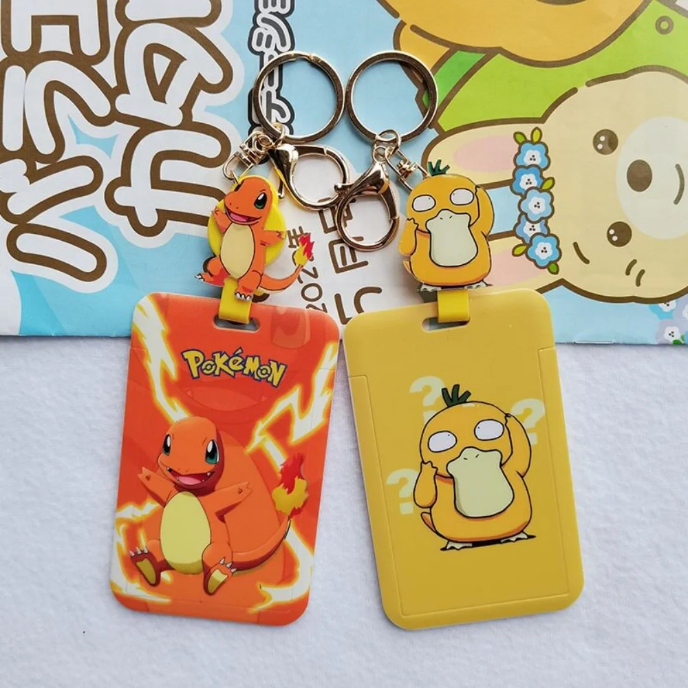 Porte-cartes Pokemon Kawaii Pikachu Psyduck Bulbasaur Charmander, porte-clés, étui pour cartes d'identité, de crédit, de permis, de documents, de photos