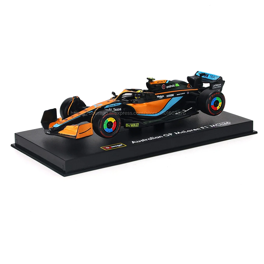 Bburago-Modèle de voiture moulé sous pression en alliage, véhicule de luxe, Lando Norris, F1 McLaren, MCL36, Daniel Ricciardo, 1:43, 2022, #4