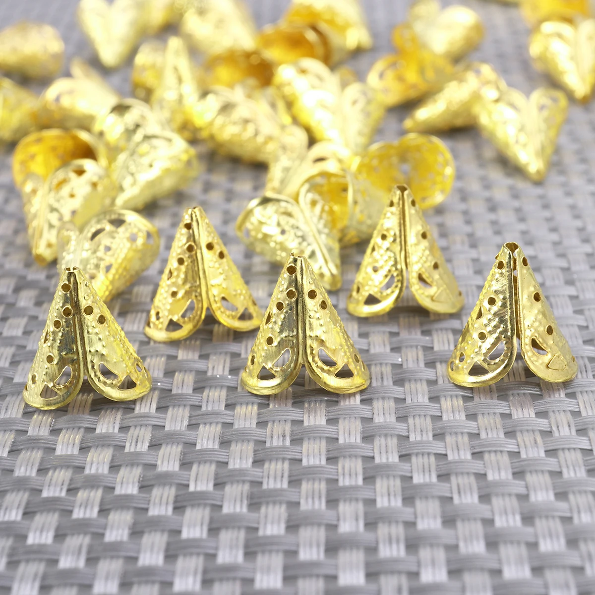 

50 Pcs Umbrella Flower Hat Gold Making Filigree Bead Caps Beads for Jewellery Cone Diy Jewelry