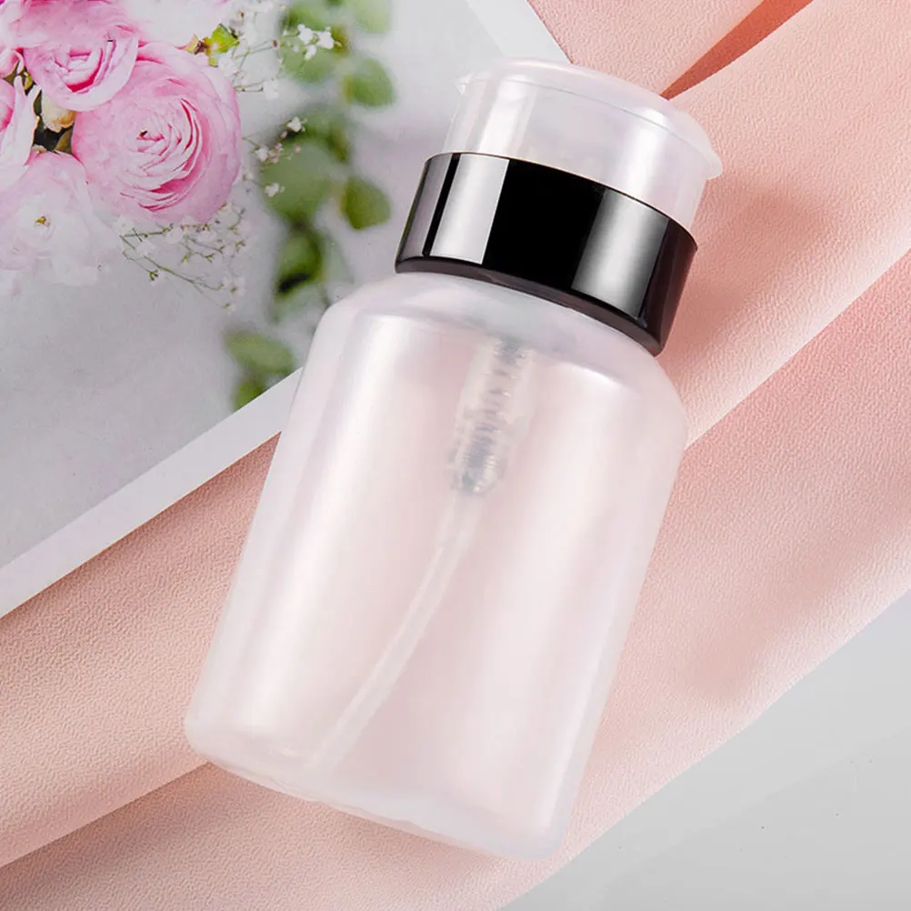 4Pcs Nail Polish Remover Bottles Empty Press Pump Manicure Portable Liquid Dispensers Refillable Plastic Containers