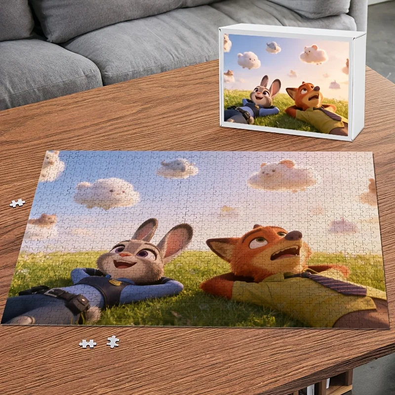 1000 elementów Puzzle z plakatem Disney Zootopia Judy Hopps i Nick Wilde |   Wysoki poziom trudności, dekoracja wnętrz, odpowiedni do klasy, kuchni