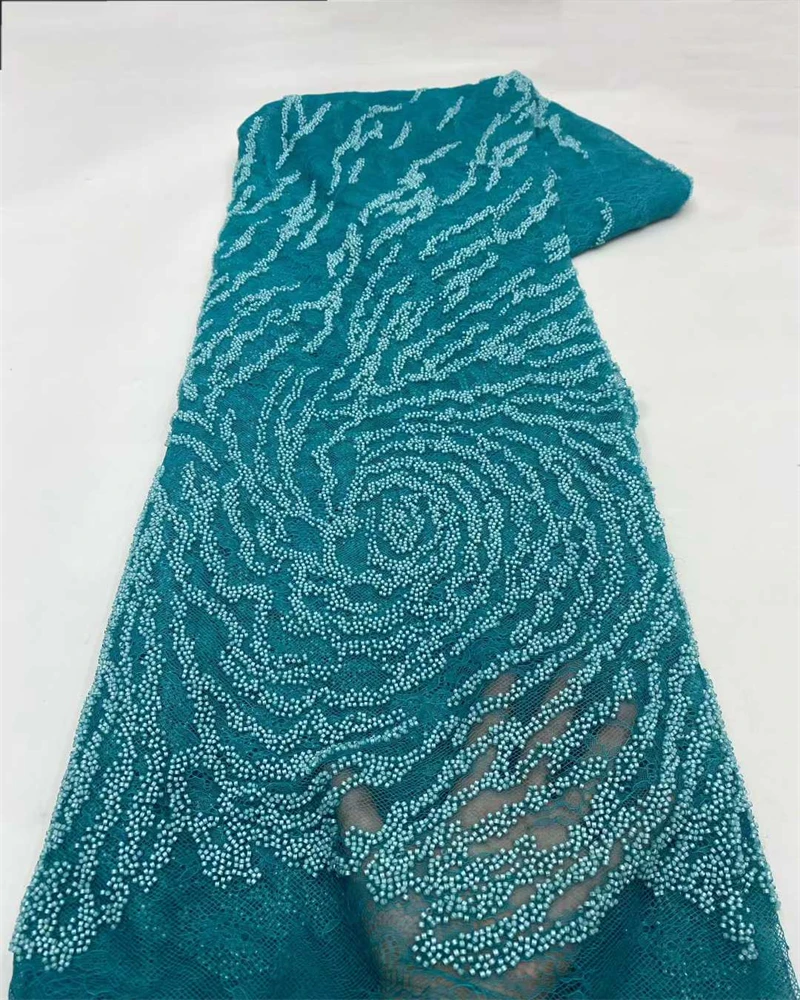 Luxury African Fabric Lace 5 Yards With Embroidery High Quality  Sequin French Beaded Lace Fabric For Sewing