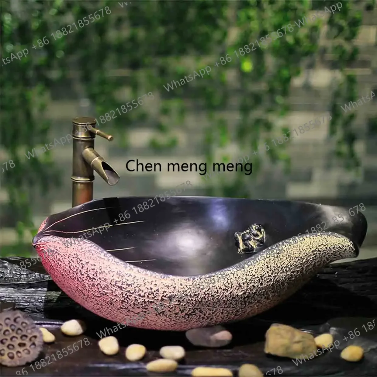 

Great discounts Chinese-style Washbasin Countertop Basin Home Bathroom Washbasin Creative Antique Art Basin Balcony countertop S