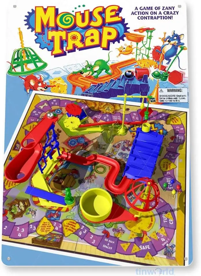 Tinworld TIN Sign C321 Mouse Trap Classic Retro Game Board Game Room Sign