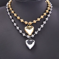 1Pc Stainless Steel Hip Hop Big Heart Pendant Necklaces For Women DIY Y2K Styles Sweet Love Girls Aesthetic Party Choker Jewelry