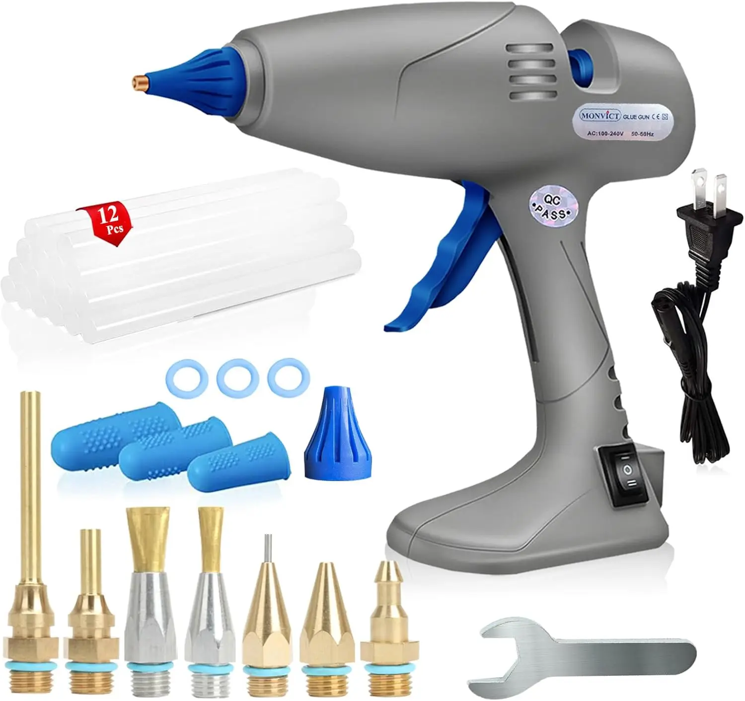 

Hot Melt Glue Gun with 7 Nozzles, Dual Temperature, Anti-Drip for DIY Crafts and Repairs