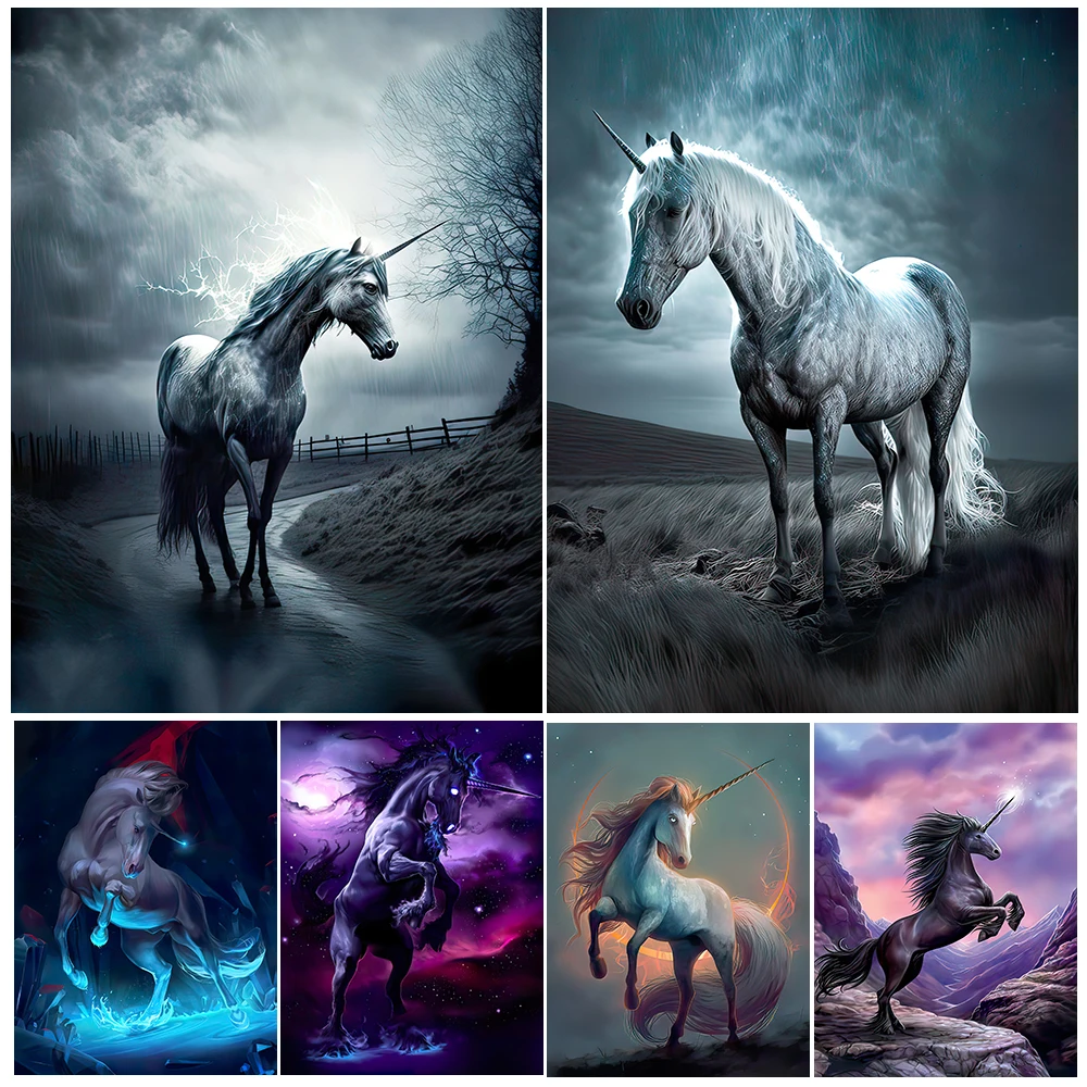 

Dark Unicorn Vintage Wall Art Canvas Painting Legendary Creature Art Poster And Print For Living Room Decoration Unframed