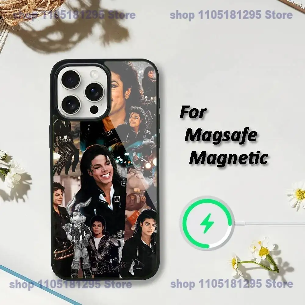 Casing Ponsel Singer M-Michael J-Jackson Untuk iPhone 17,16,15,14,13,12,11,Plus,Pro,Max,Mini Magsafe Pengisian Daya Nirkabel Magnetik