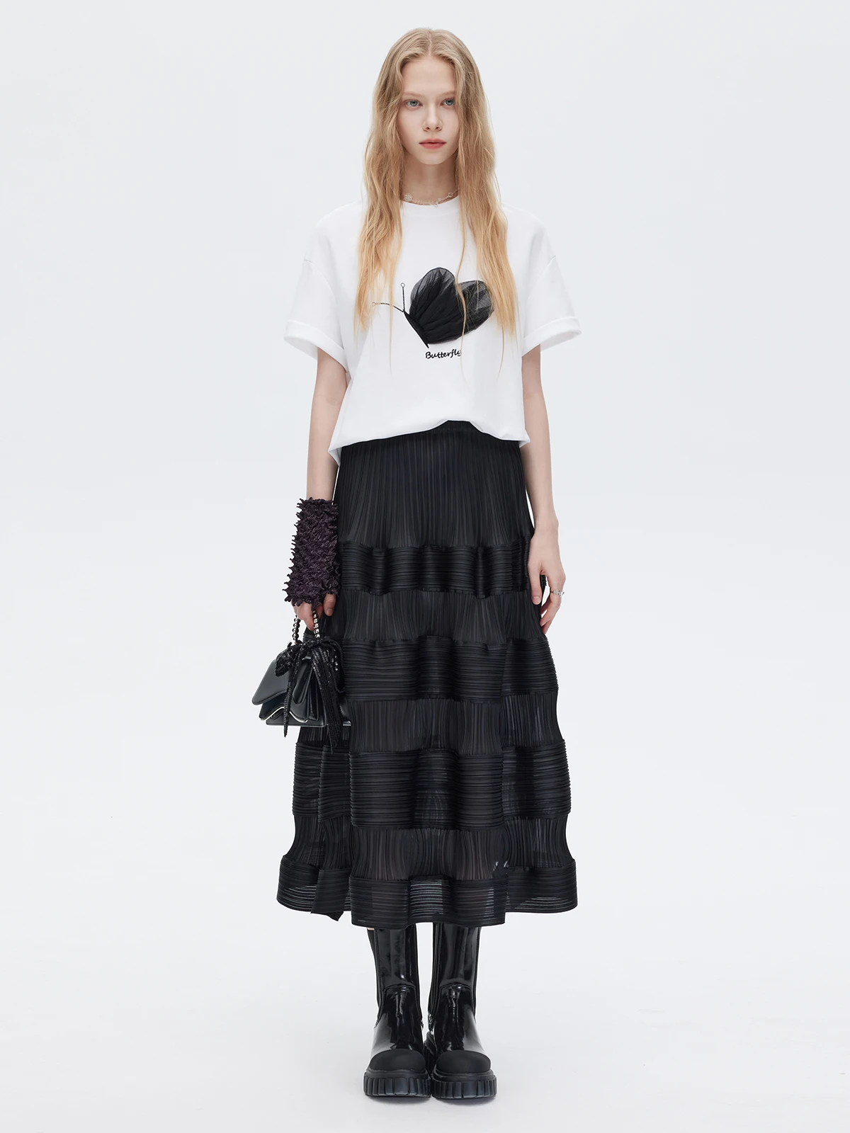 Jupe fine pour femmes, nouvelle jupe longue plissée noire taille haute pour les déplacements à la mode, début d'automne