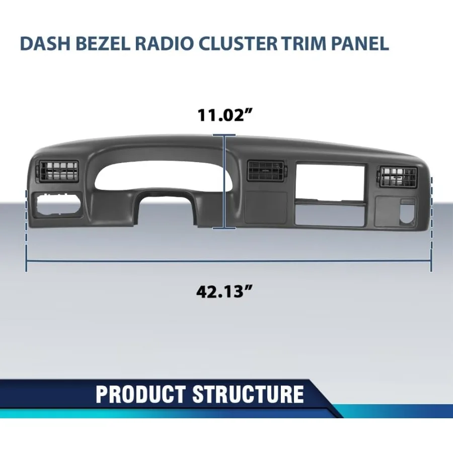 لوحة الكسوة العنقودية الراديوية ذات الحافة الداكنة باللون الرمادي الداكن لتعزيز جماليات داخلية وتكامل سلس مع Ford F250 F350