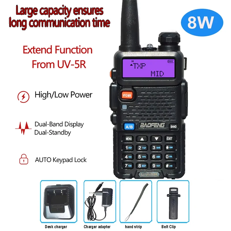 

1 шт./2 шт. Baofeng UV 5R 5 Вт 8 Вт рация портативная радиолюбитель CB двухдиапазонный VHF UHF FM трансивер двустороннее радио UV82 S9 K5 Plus