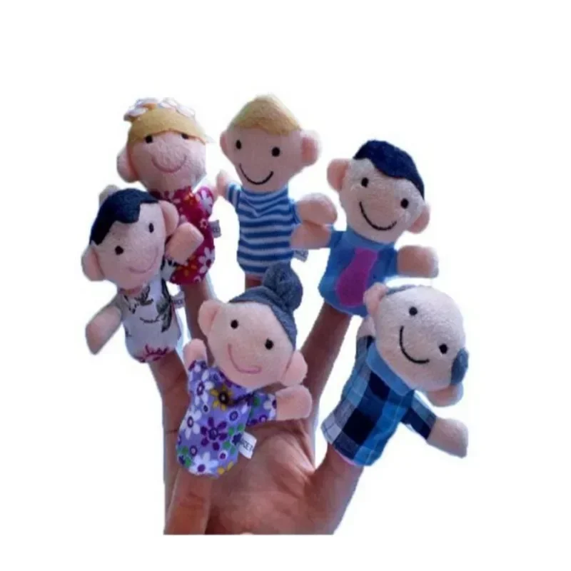 6 Stuks Cartoon Dier Familie Vinger Pop Zacht Pluche Speelgoed Rollenspel Verhaal Doek Pop Educatief Speelgoed Voor Kinderen Cadeau