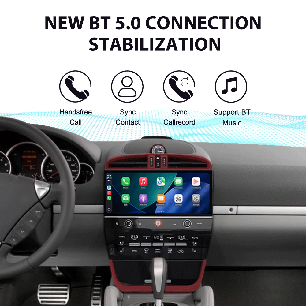 

12,3-дюймовый HD-экран, обновленный CarPlay для Porsche Cayenne 2003-2009, автомобильный радиоприемник, GPS-навигация, мультимедийный плеер, головное устройство Android 14