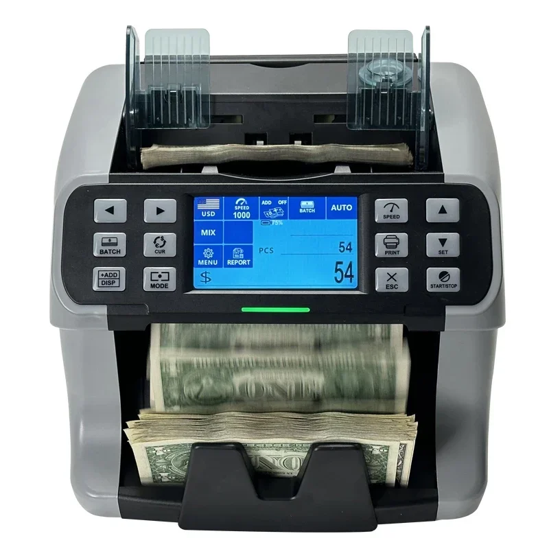 Rechargeable foreign currency banknote counting machine Touch screen Multinational currency banknote verifier Mixing point