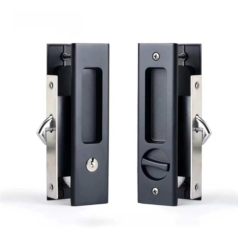 قفل الباب المنزلق قفل الباب التحول قفل الباب الخشبي غير مرئي الباب الداكن الأسود التحول مقبض الباب رحلة المطبخ قفل باب الحمام #2