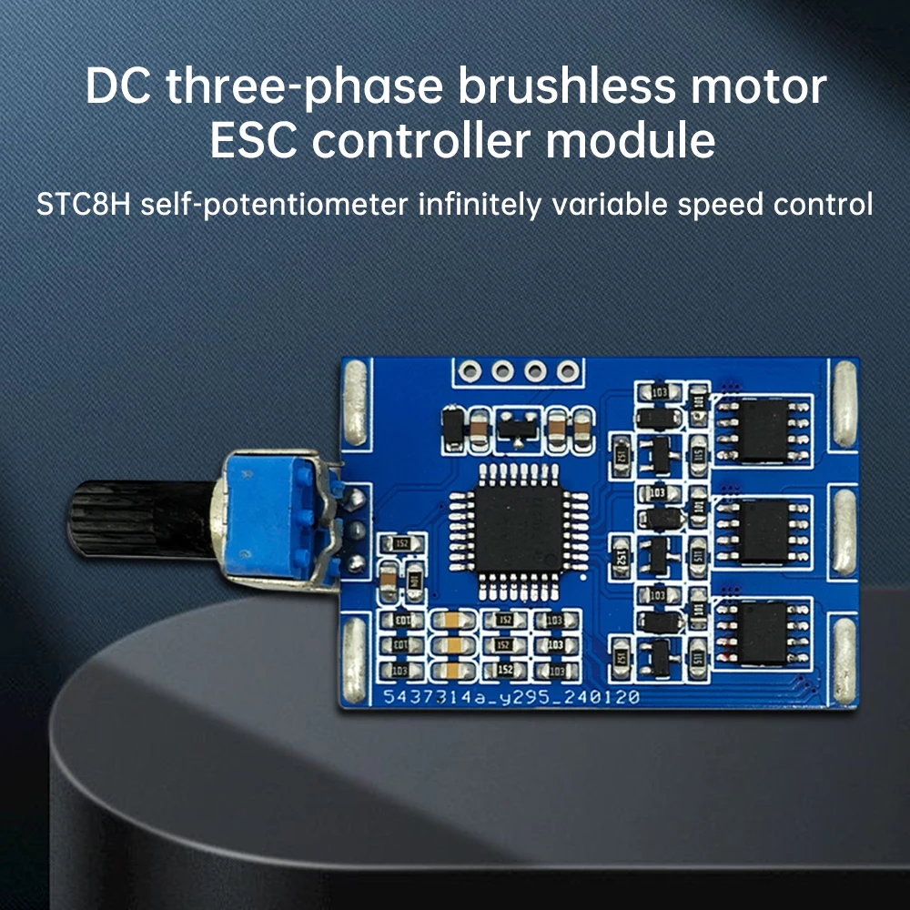 Brushless DC Three-phase Motor ESC Controller Module STC8H With Potentiometer Lnfinitely Speed Regulation