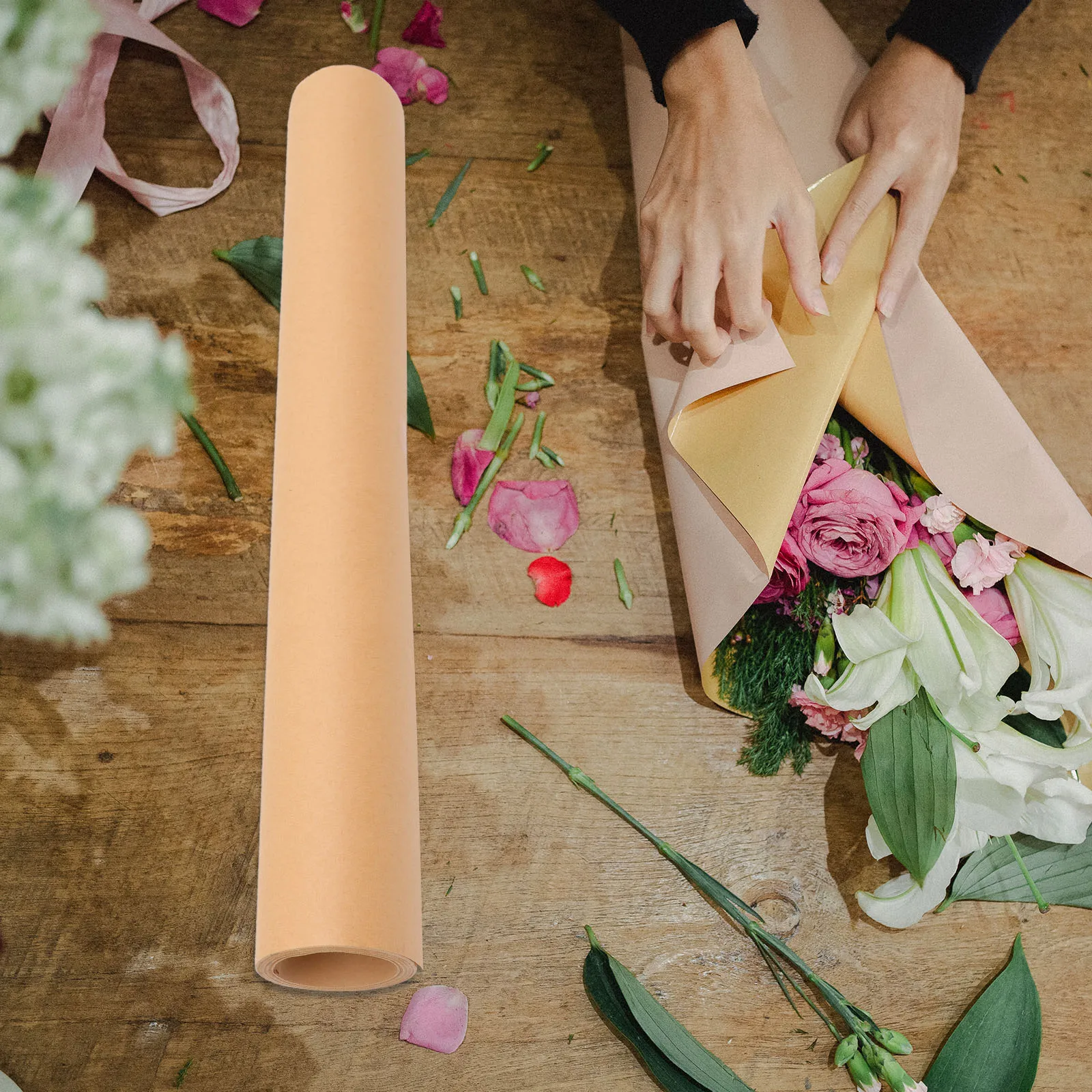

1 Roll Kraft Paper Roll Brown Wrapping Paper For Gift Diy Craft Wedding Christmas Flower Bouquet Packing Material Floral Table