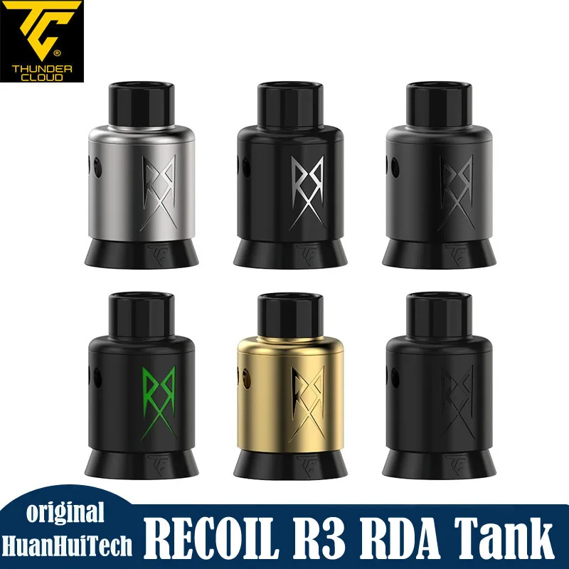 Neuester ThunderCloud X GRIMM GREEN Recoil R3 RDA-Tank 24 mm Recoil Angled Postless Build Deck 510-Gewinde BF Pin Vape Zerstäuber