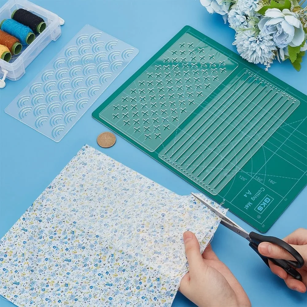 4 قطعة استنسل ساشيكو أكريليك شفاف 3.94x7.87 بوصة نمط التطريز قالب أداة تطريز أكريليك أدوات استنسل اللحف