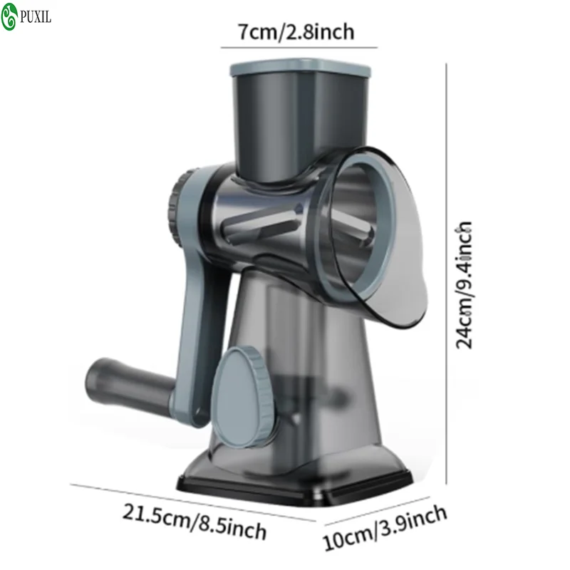 

Hand cranked vegetable slicer with multifunctional shredded onions, cucumbers, cheese, nuts, potatoes, stainless steel